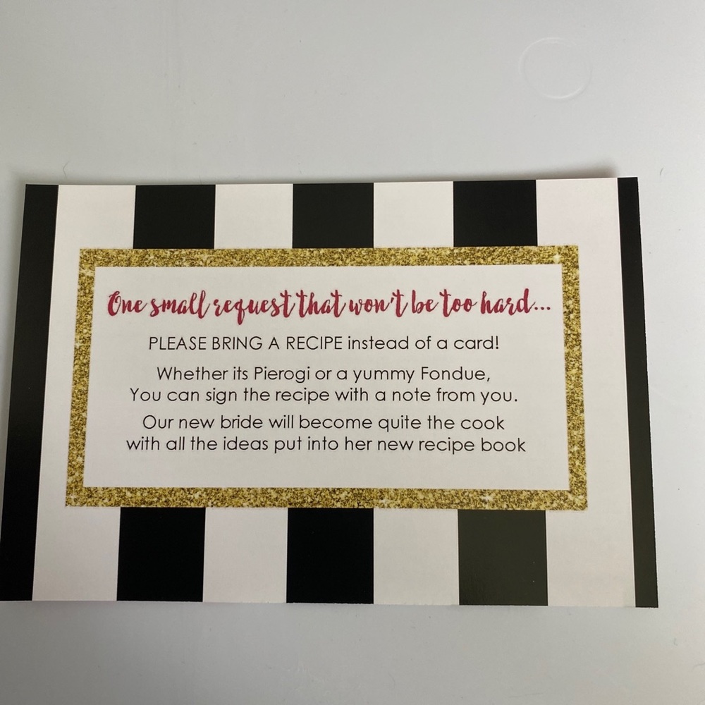 Bridal Shower Recipe Card